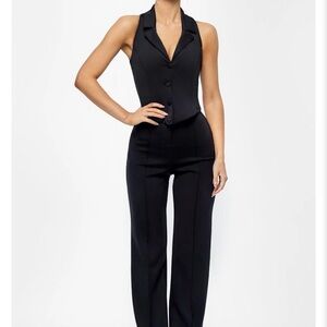 Women's Black Button-Up Vest